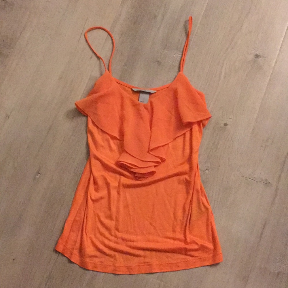 H&M Orange Ruffle Trim Tank